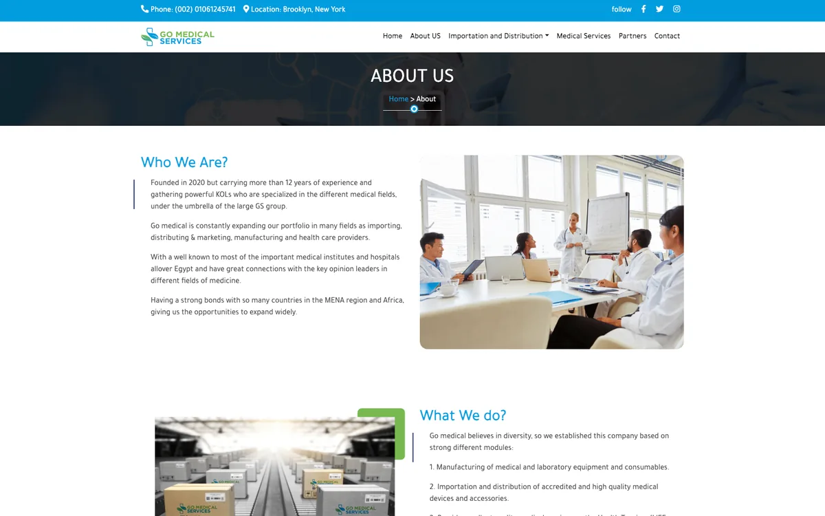 Go Medical about page: who we are and what we do, with the company's facilities