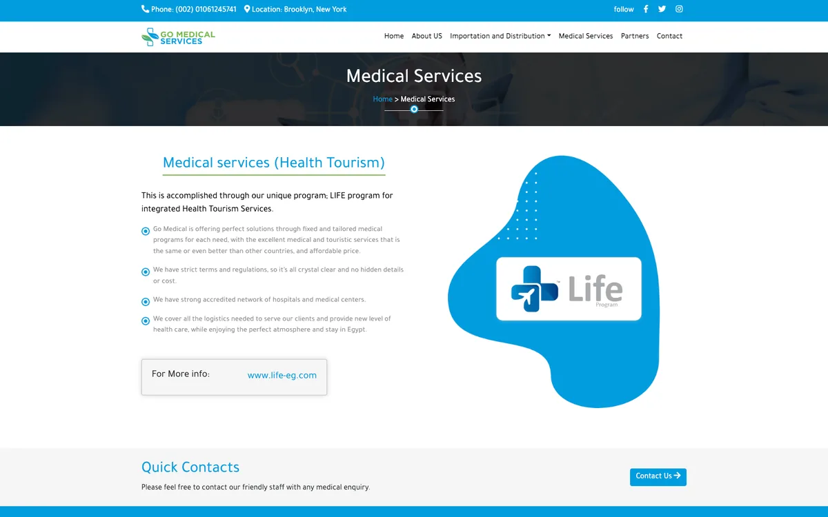 Go Medical services page: the health tourism programme